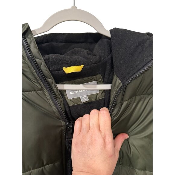 Michael Kors Olive Green Hooded Puffer Jacket Size 14/16 Polyester Warm Winter C - Picture 2 of 6
